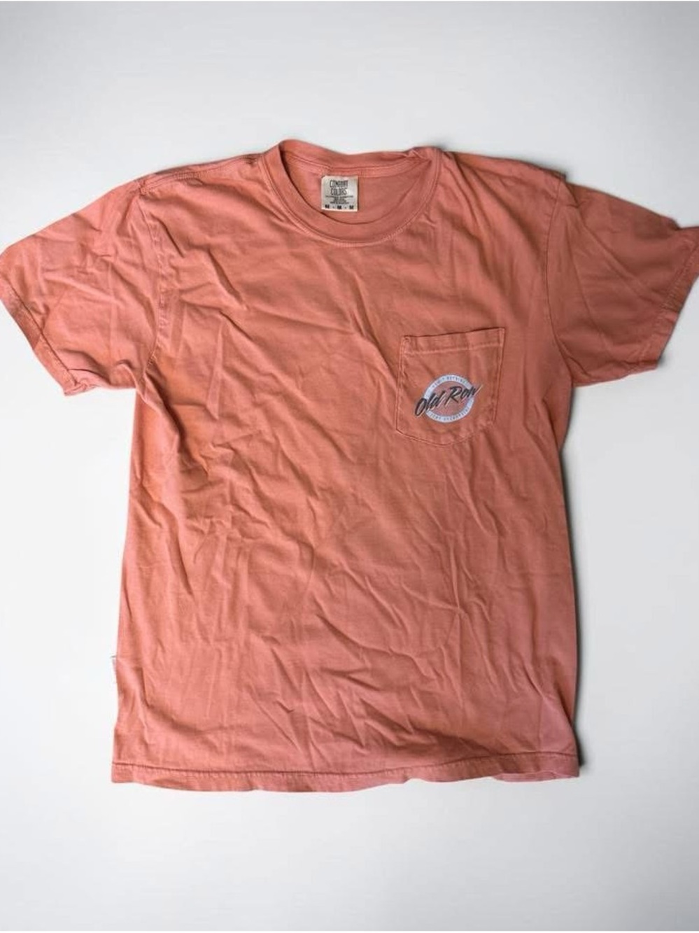 Old Row Coral Pocket Tee with Small Chest Logo